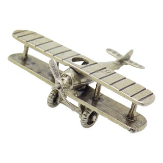 Vintage Italian Handmade Genuine Silver Airplane Figurine, 1980s For Sale