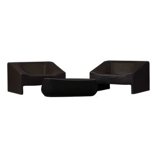 Malmo Lounge Chairs and Fjord Ottoman in Leather by Patricia Urquiola for Moroso, Italy, 2000s, Set of 3 For Sale