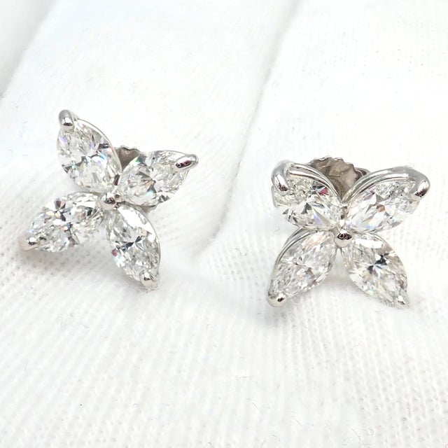 1990s Tiffany & Co. Platinum Victoria Marquise Cut Diamond Large Earrings, A Pair For Sale In Philadelphia - Image 6 of 9