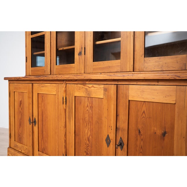 Vintage Polish Monumental Pine Bookcase, 1930s For Sale - Image 6 of 16