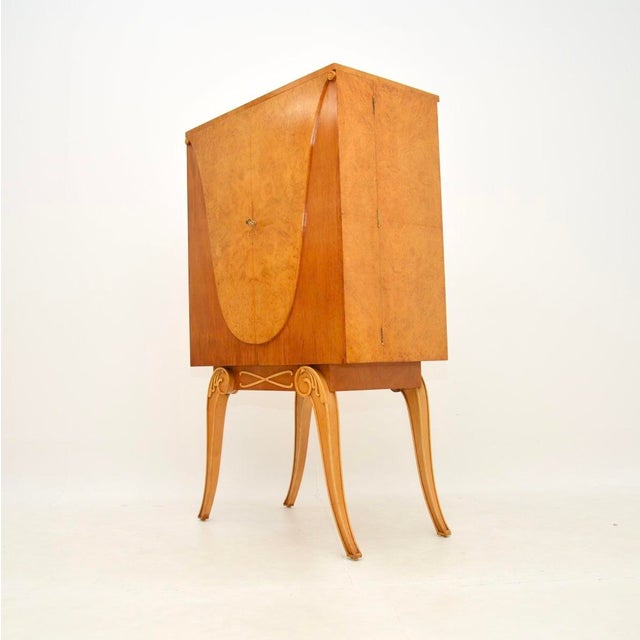 Glass Art Deco Burr Walnut Cocktail Cabinet from Hille, 1930s For Sale - Image 7 of 12