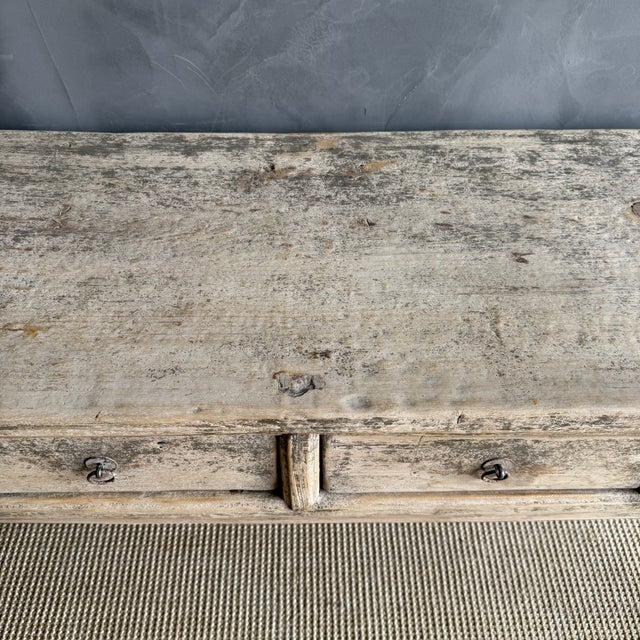 Vintage Elm Wood Console With 4 Drawers For Sale - Image 11 of 13