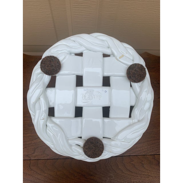Italian White Ceramic Woven Cachepot Basket For Sale - Image 10 of 11