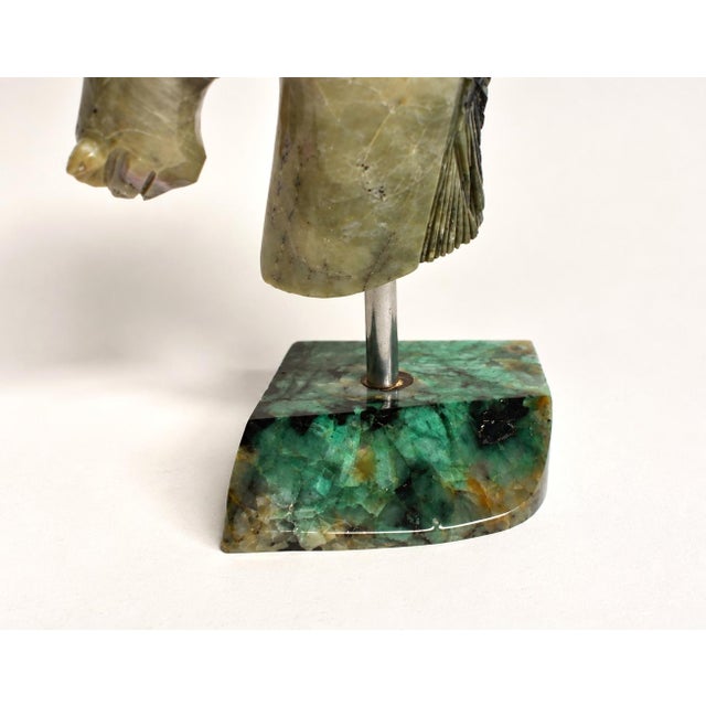 Gemstone Gemstone Emerald Horse Bust Sculpture Full Emerald Base Hand Carved For Sale - Image 7 of 14