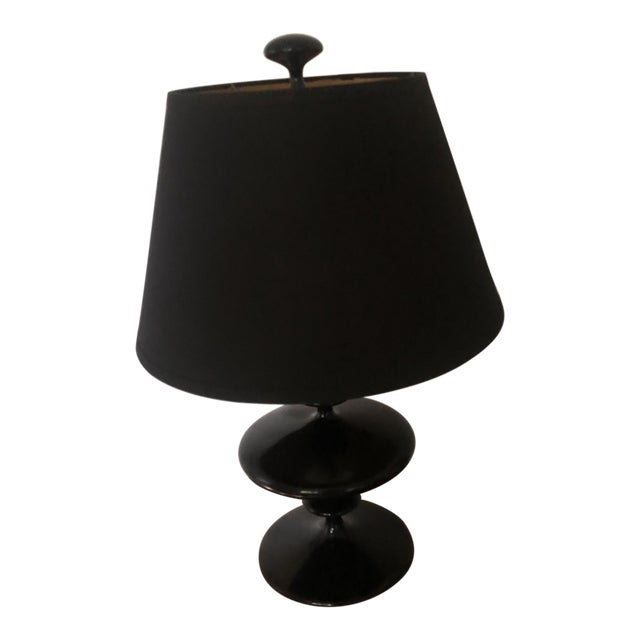 Black Jonathan Adler Lamp & Restoration Hardware Shade | Chairish