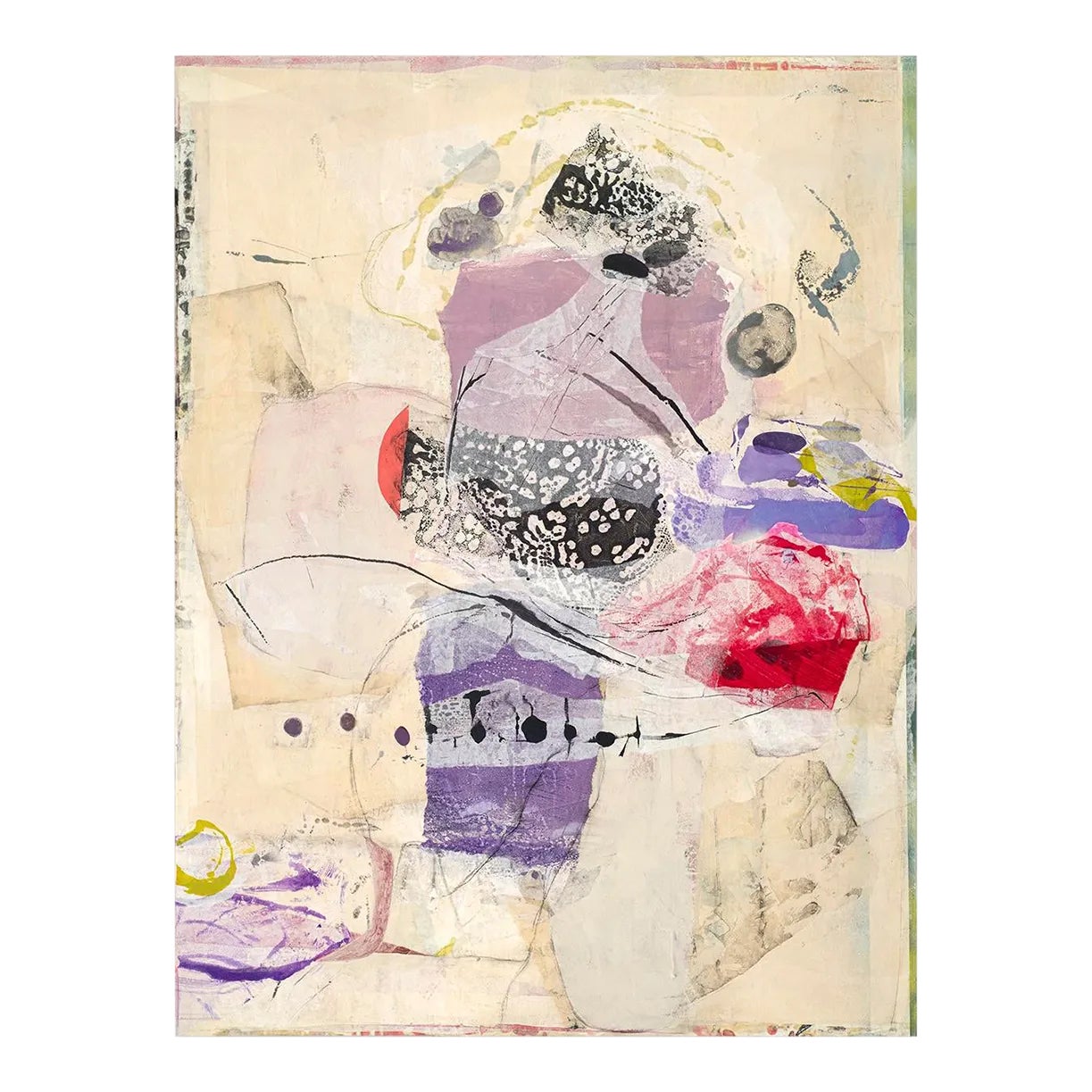 Contemporary Abstract Collage, Encaustic, Charcoal and Ink on Panel ...