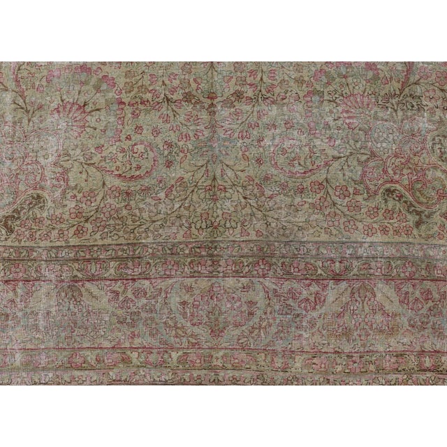 Antique Persian Lavar Kerman Distressed Rug With Multicolored Floral Motifs For Sale - Image 9 of 13