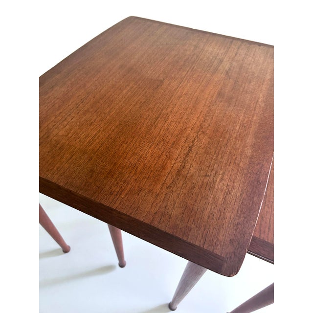 Brown Vintage Danish Nesting Tables from Moebel Intarsia, Set of 2 For Sale - Image 8 of 11