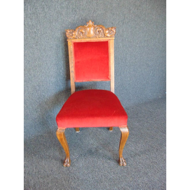 Victorian Victorian Griffin Carved Oak Side Chair For Sale - Image 3 of 7