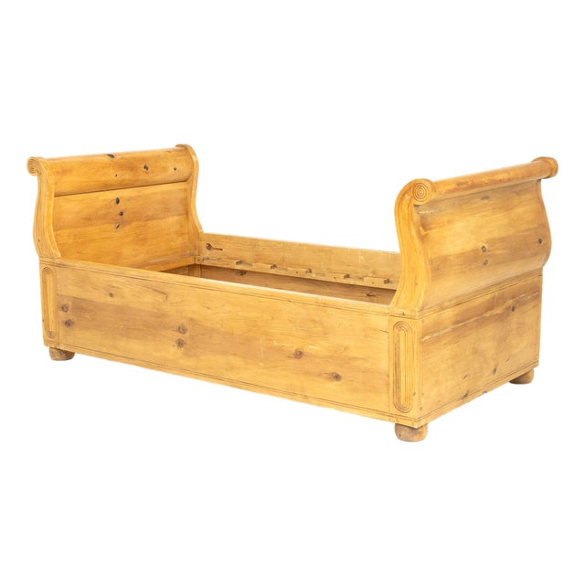 English Pine Sleigh Bed Frame For Sale