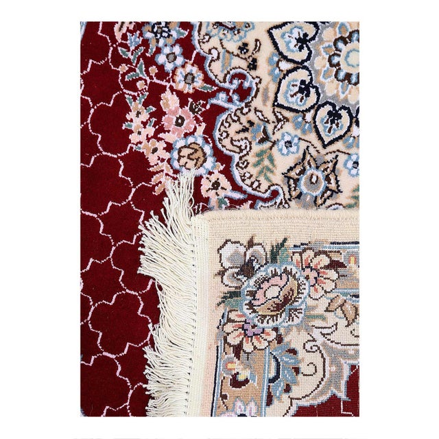 Traditional Pasargad DC Red Fine Hand Knotted Silk & Wool Nain Rug For Sale - Image 3 of 3