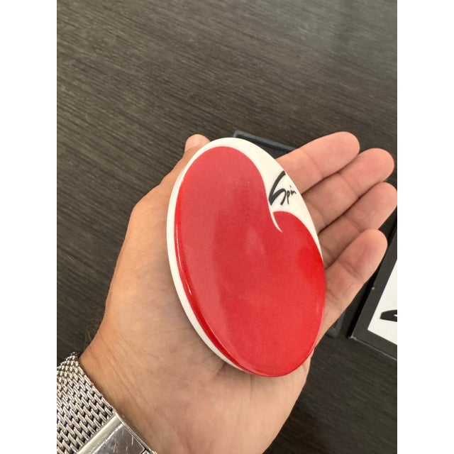 Red Spin Ceramics Chinese Porcelain Coaster For Sale - Image 8 of 12
