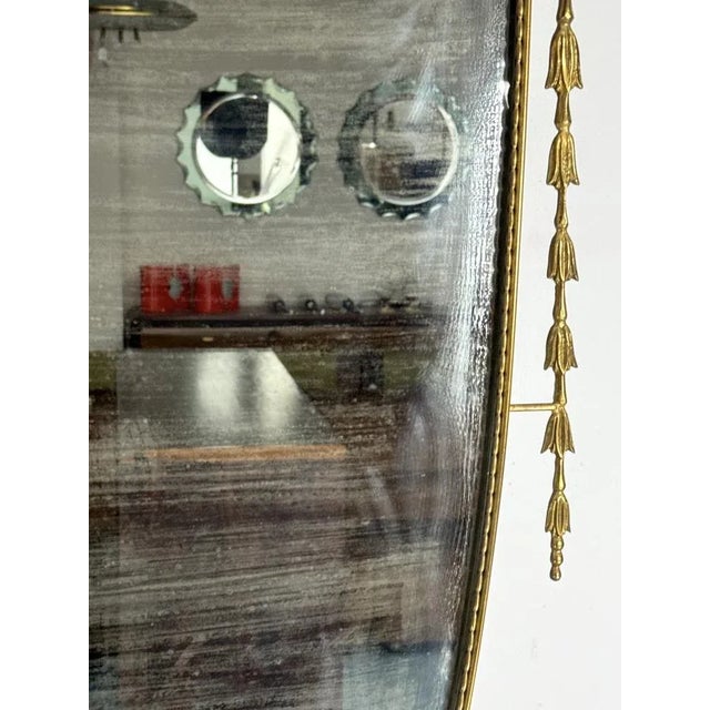 Gold Mid-Century Italian Mirror in Brass, Italy, 1950s For Sale - Image 8 of 13