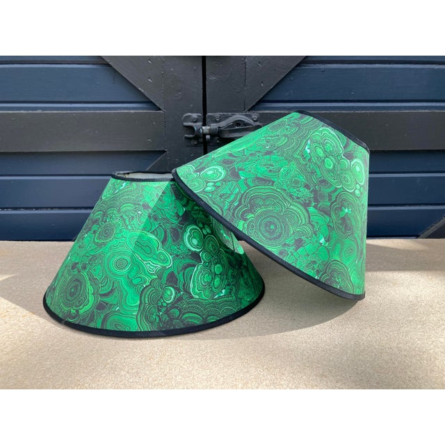 Gemstone Malachite Green Lampshades/Pair For Sale - Image 7 of 7