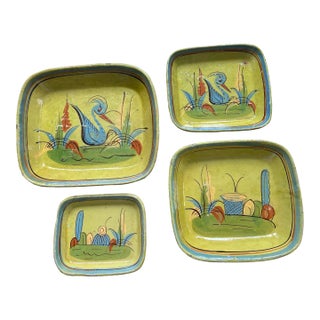 1940s Tlaquepaque Mexican Folk Art Pottery Nesting Bowls-Set of 4 For Sale