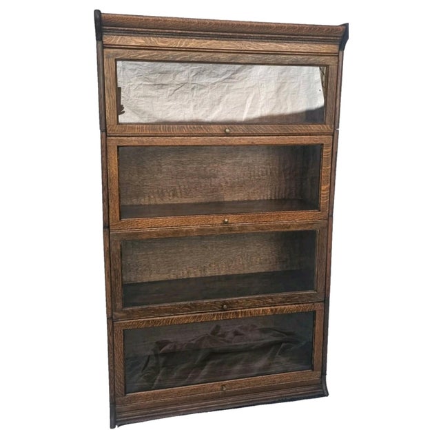 Antique Quarter Sawn Oak Barrister Bookcase 4 Stack Mission Lawyer Bookcase C1900 For Sale In Los Angeles - Image 6 of 18