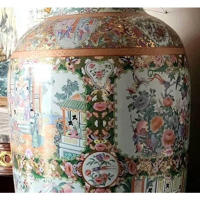Pair of Monumental Mid-20th Century Chinese Famille Rose Palace Vases For Sale - Image 13 of 17