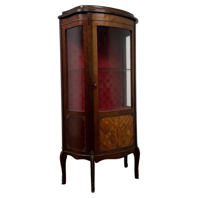 Antique Early 20th Century French Mahogany Display Vitrine Cabinet For Sale - Image 4 of 11