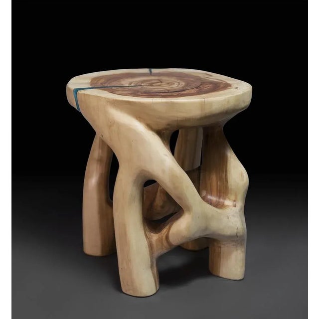 Contemporary Wood Sculptural Side Table by Logniture For Sale - Image 3 of 8