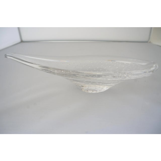 Kosta Boda Kosta Boda Crystal Fish Dish Bowl Bucccilante Controlled Bubbles and Smiling Face For Sale - Image 4 of 13