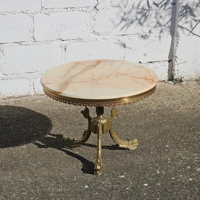 Vintage French Marble and Brass Coffee Table, 1969 For Sale - Image 3 of 15