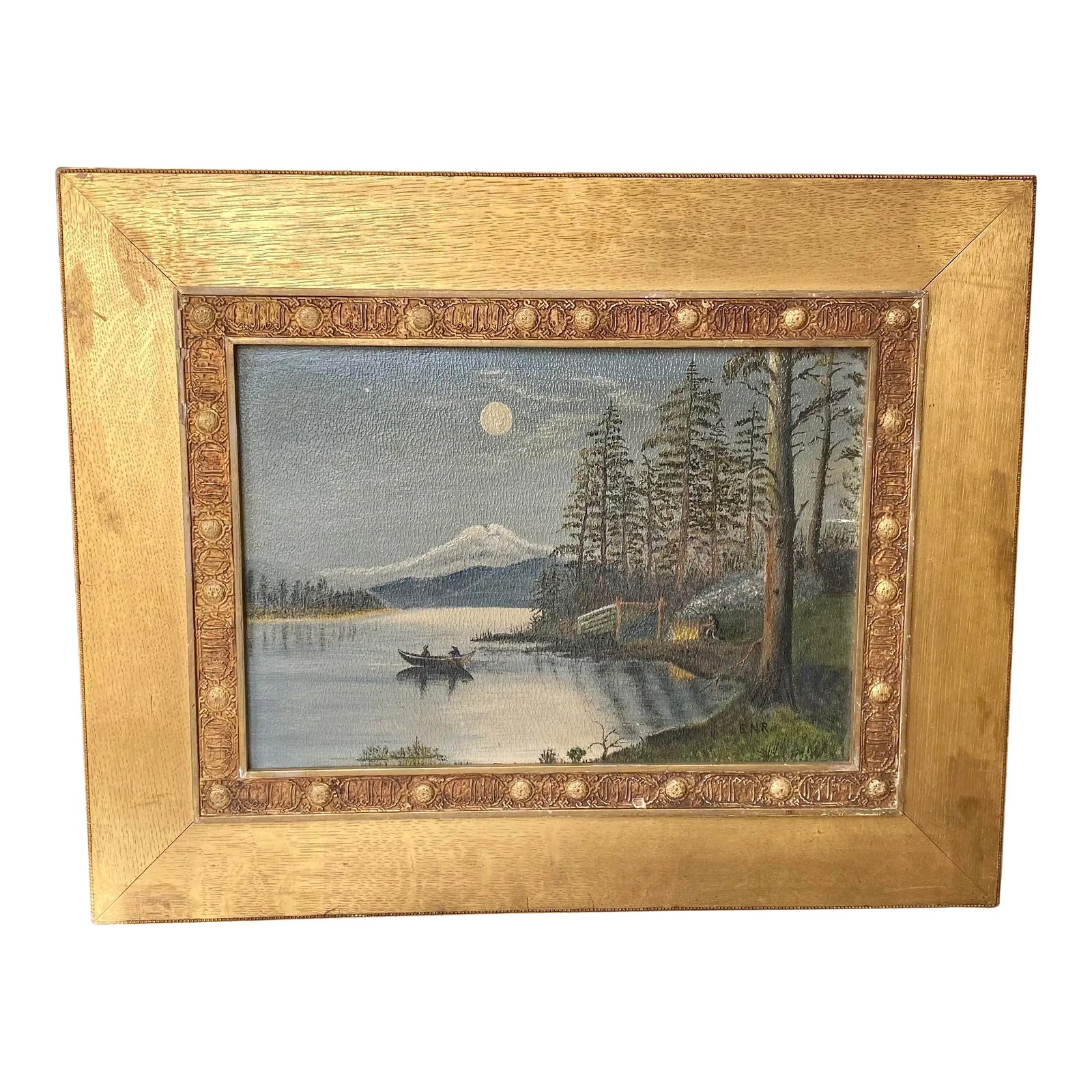 Old 1930 Naive Folk Art Oil Painting Inscribed by Artist Arts & Crafts ...