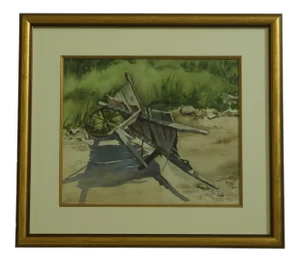 Nat Davis Signed Watercolor of Wheelbarrow
