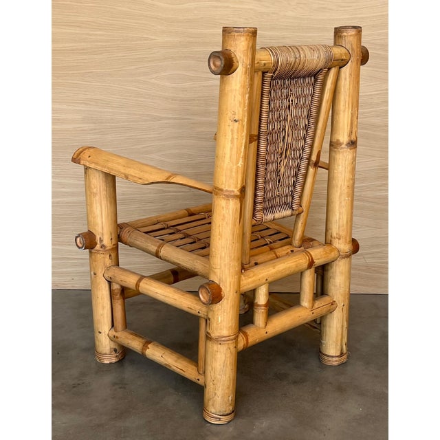 Wood Budji Layug Style Majestic Jumbo Bamboo Pagoda Lounge Chairs For Sale - Image 7 of 18