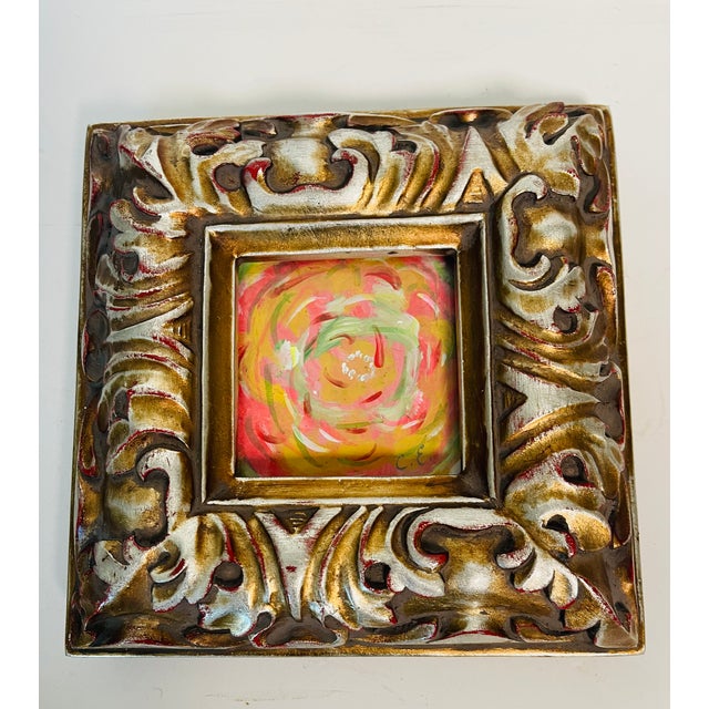 Abstract 1960s Petite Mixed Media Abstract in Profiled Frame For Sale - Image 3 of 3