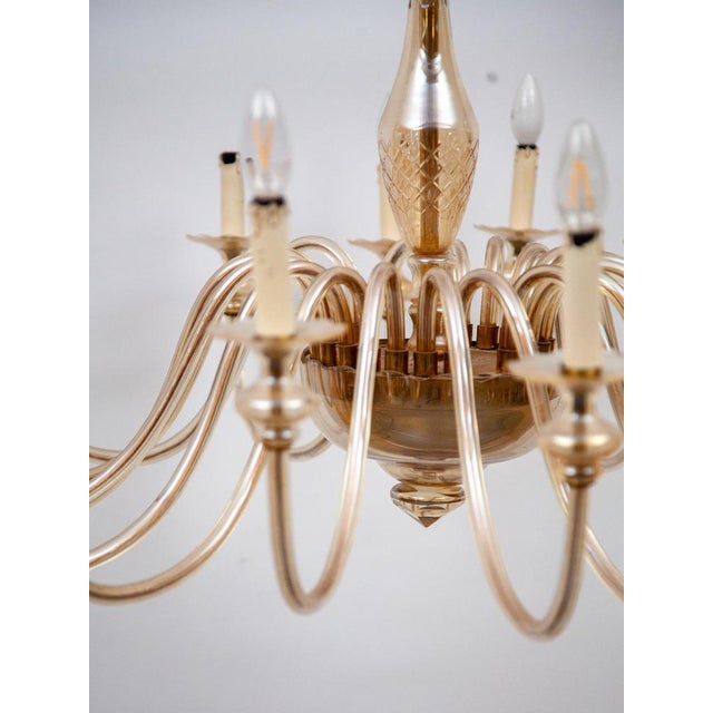 Metal Large 24-Arm Amber Murano Glass Chandelier, 1950 For Sale - Image 7 of 17