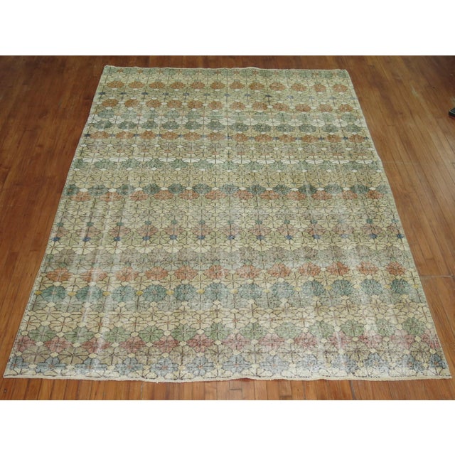 Textile 1960s Worn Turkish Deco Rug - 3'6" x 10'4" For Sale - Image 7 of 18