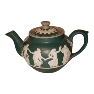Antique Green Jasperware Teapot