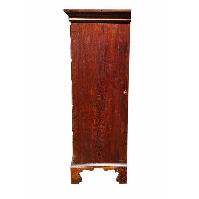 Antique New England Chippendale Chestnut Six Drawer Tall Chest on Bracket Feet For Sale - Image 11 of 12
