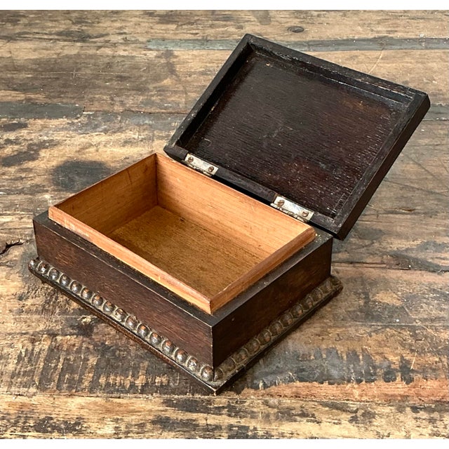 Vintage Monogrammed Carved Bead Trim Box For Sale - Image 12 of 12