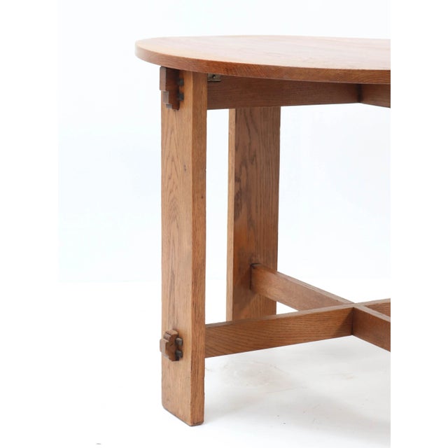 Wood Oak Art Deco Coffee Table by J.C. Le Cointre Den Haag, 1920 For Sale - Image 7 of 12