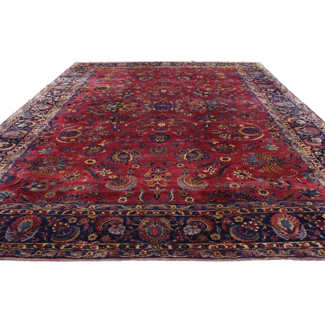 Victorian Antique Persian Yazd Rug - 10'10 x 15'01 For Sale - Image 3 of 5