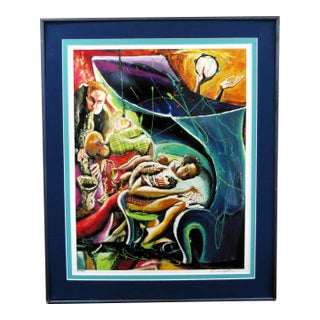 Marcus Glenn Three Harmonizing With One 2001 Lithograph Ea 133/150 Matted Framed For Sale