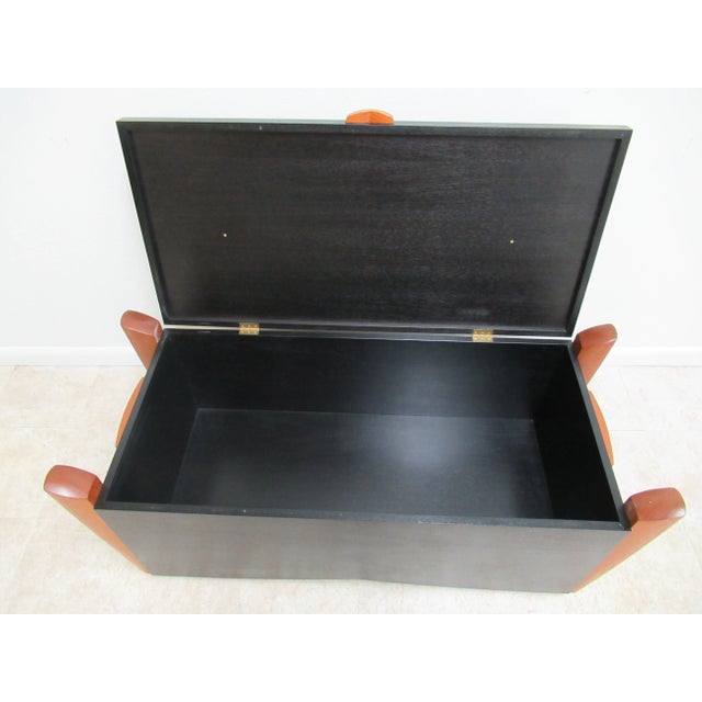 1990s 1990s Post Modern Teak Trunk Blanket Chest Bench Coffee Table For Sale - Image 5 of 13