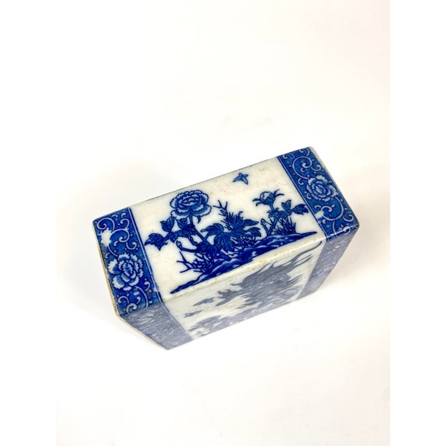 Mid 20th Century Mid 20th Century Chinese Blue and White Porcelain Pillow For Sale - Image 5 of 8