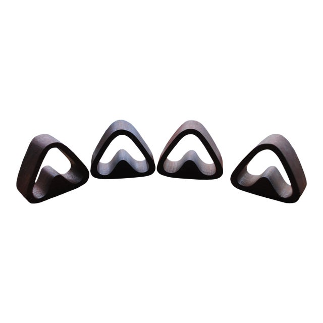 1960s Teak Triangular Napkin Rings - Set of 4 For Sale
