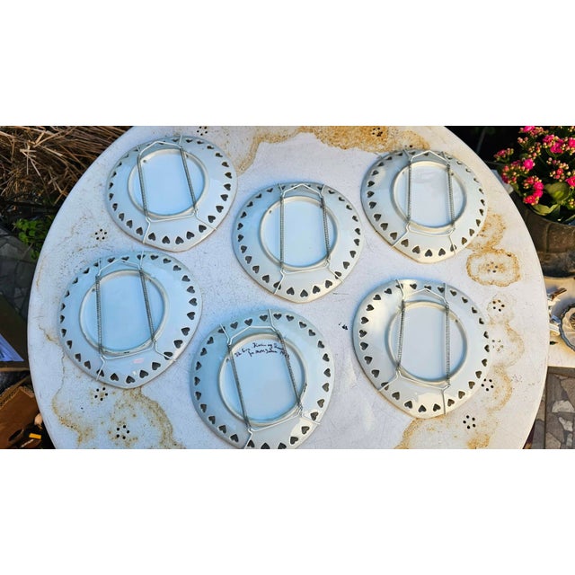 Heart-Shaped Openwork Floral Plates by E.D, 1983, Set of 6 For Sale - Image 9 of 12