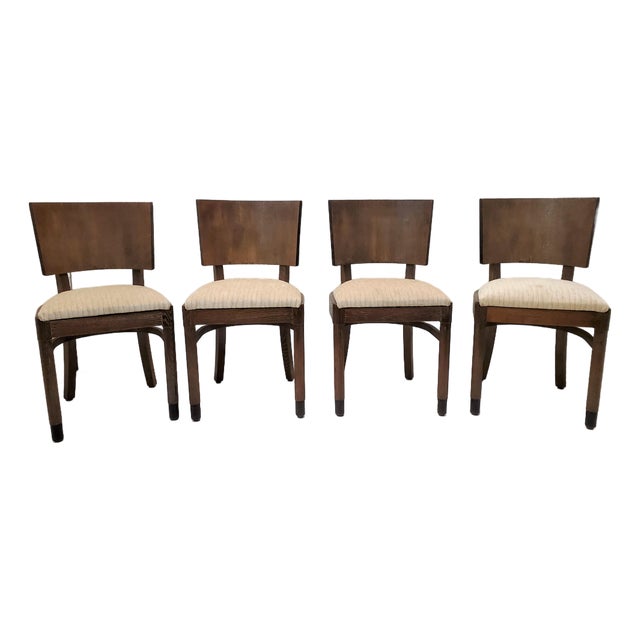 Early 20th Century Set of Four Belgian Constructivist Dining/Side Chairs Attributed to De Coene Frères "Teniers No. 904 For Sale