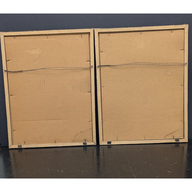 1950s Pair Abstract Paintings MCM Fruit Bananas Still Life Red Pink Signed For Sale - Image 4 of 7