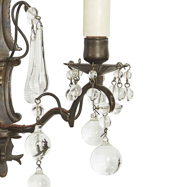 Brass and Crystal Wall Lights, Early 1900s, Set of 2 For Sale - Image 3 of 7