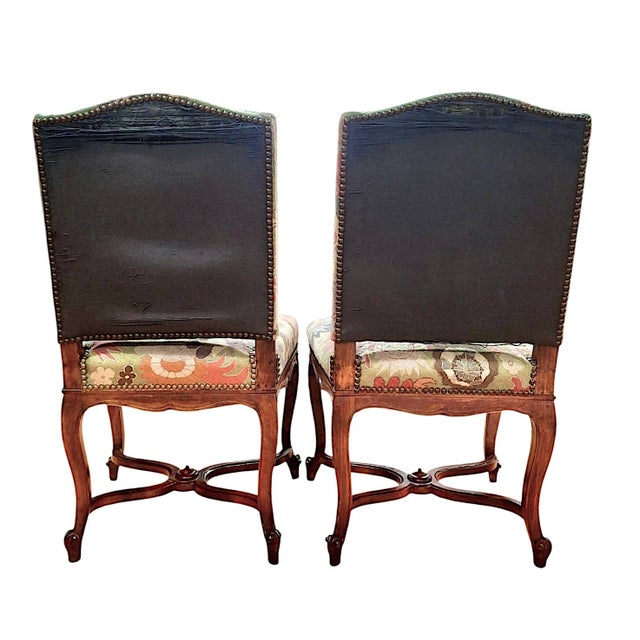 Pair of Antique Louis XIV Style, Needlepoint-Upholstered Side Chairs For Sale - Image 4 of 18