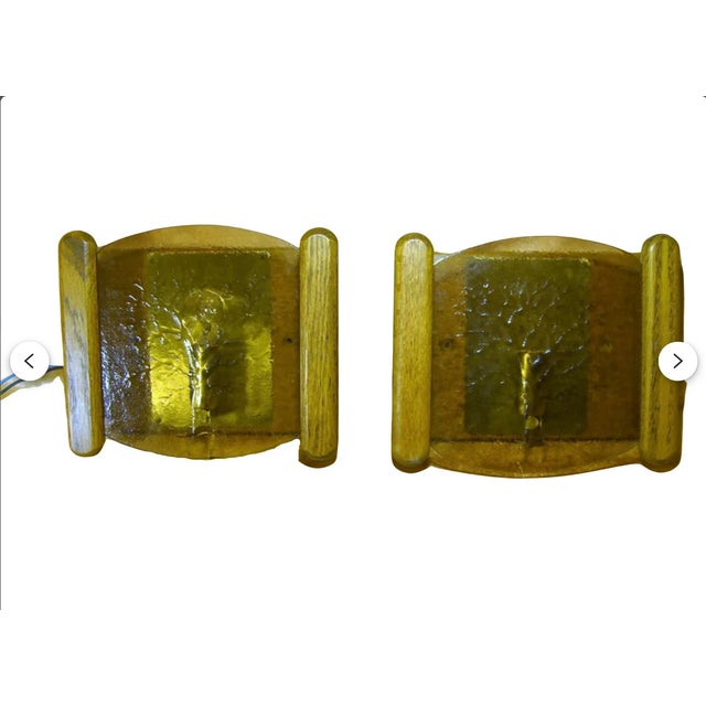 Mid-Century Modern Art Deco Brass, Wood and Glass Sconces from Fischer Leuchten, 1970s, Set of 2 For Sale - Image 10 of 10