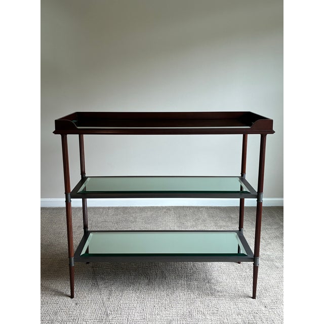 Late 20th Century Baker Jacques Garcia Tiered Mahogany Mirrored Beveled Glass Drybar Side Table For Sale - Image 11 of 12