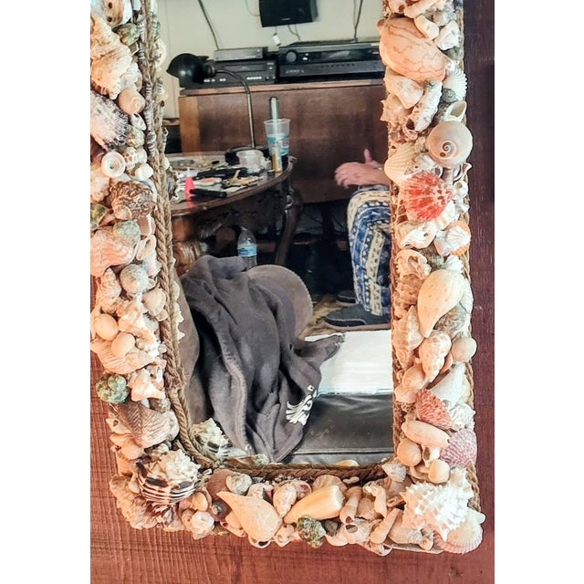 Custom Artisan Seashell Mirror - Handcrafted Ca Coastal Statement Piece For Sale - Image 6 of 11