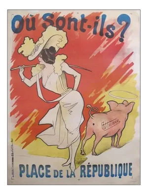1890 Original French Poster, Place De La Republique, Ou Sont-Ils?