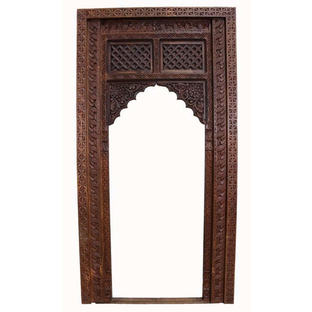 Antique Handmade and Handcarved Archway Door Frame, Nuristan, Afghanistan, 1920s For Sale - Image 3 of 17